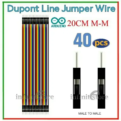 Picture of Jumper Wire Male to Male 40 pcs for Uno R3 ESP8266 Breadboard Connection Red