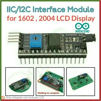 Picture of IIC I2C TWI SPI Serial Interface Board Port For Arduno 1602 2004 LCD LCD1602 Adapter Plate LCD Adapter Converter Module PCF8574 Black
