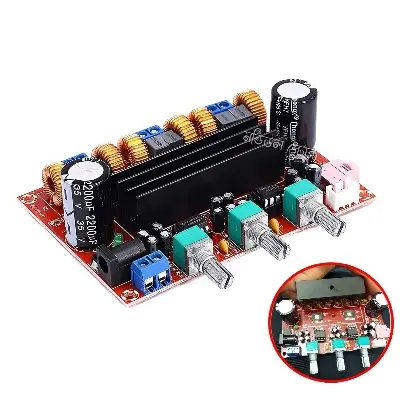 Picture of TPA3116D2 32 Pin 2:1 SubWoofer Stereo Base Tribble 50W+50W:100W Power Amplifier Board 8V-24V SMPS XH-M139 CA-3116P 