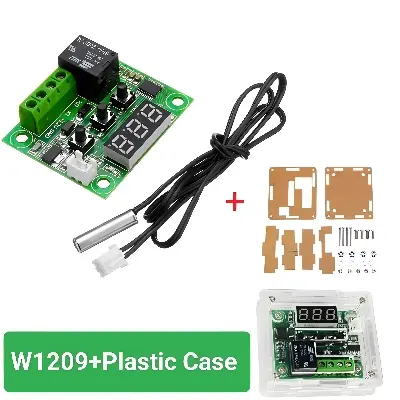 Picture of W1209 + DIY Acrylic Box DC 12V Heat Cool Temperature Controller NTC Thermocouple -50°C to +110°C 10A Relay for Egg Incubator Refrigerators Deep Fridge Geyser Air Cooler Multicolor