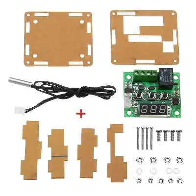 Picture of W1209 + DIY Acrylic Box DC 12V Heat Cool Temperature Controller NTC Thermocouple -50°C to +110°C 10A Relay for Egg Incubator Refrigerators Deep Fridge Geyser Air Cooler Multicolor