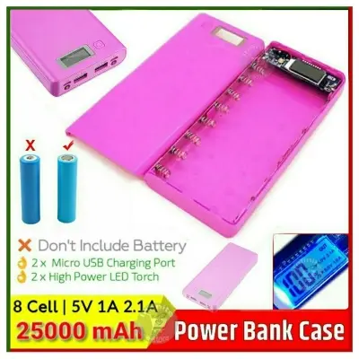 Picture of 8x18650 Power Bank Casing with Digital LCD Display Circuit 5V 2A 2xUSB Output 2xCharging Port without Battery for Mobile Phone Charging 5V USB LED etc Random Color