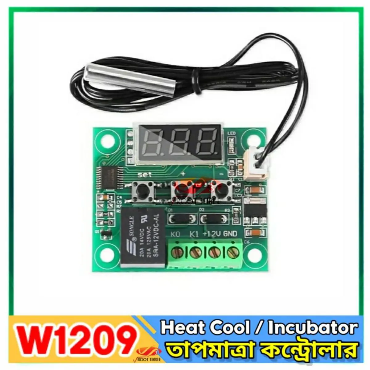 Picture of 3 Pcs W1209 Incubator Temperature Controller Heat-Cool DC12V 10A Relay Control AC DC Light Bulb Fan Heater 3pcs W1209