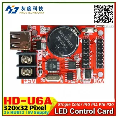 Picture of HD-U6A USB Port 32*320 pixels Single /double color LED Control Card Asynchronous Controller max 20pcs P10 display module support 
