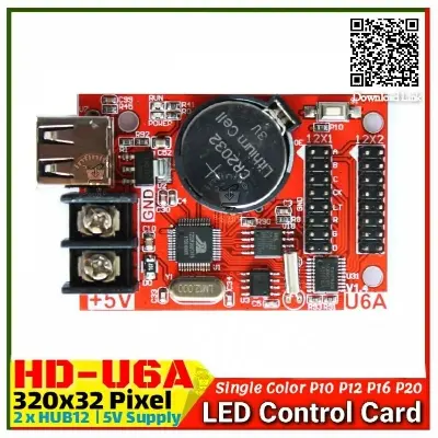 Picture of HD-U6A USB Port 32*320 pixels Single /double color LED Control Card Asynchronous Controller max 20pcs P10 display module support 