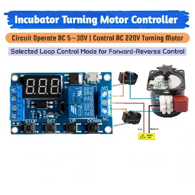 Picture of DIY Incubator Turning Motor Controller Turning Control Timer Supply 5-30V 10A Relay Using W1209 XH-M452 XH-W3001 Replace XM-18 XM-18S Multi-color