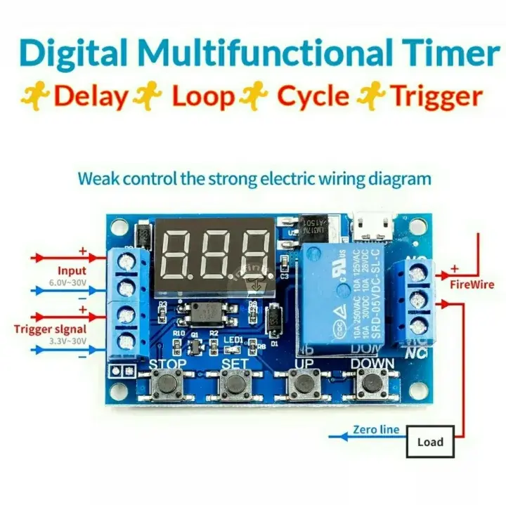 Picture of DIY Incubator Turning Motor Controller Turning Control Timer Supply 5-30V 10A Relay Using W1209 XH-M452 XH-W3001 Replace XM-18 XM-18S Multi-color
