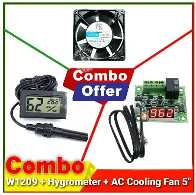 Picture of W1209 + Hygrometer + AC 220V Cooling Fan 5" Combo Package for Egg Incubator System XH-M452 