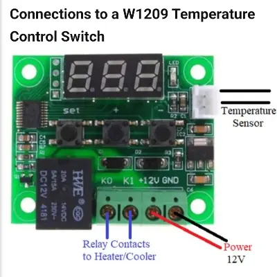 Picture of W1209 Incubator Temperature Controller DC 12V Supply NTC Waterproof Sensor Use in Incubator Aquarium Air Condition Heating and Cooling Projects Red