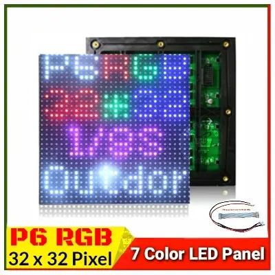 Picture of P6 LED module full color SMD 3535 RGB HD LED display module 128mm x128mm 1/16 scan, 32 x 32 pixel, 7 color LED panel 