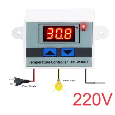 Picture of XH-W3001 Digital Heat Cool Temperature Controller thermostat with LED display Supply AC 220V 10A Output Current 150 gm