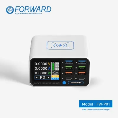 Picture of Super fast charger with QC3.0 65W 6 USB 2 PD Port for ipad mobile phones smart watch Fast Charger Color LCD Display Sunshine Relife Koocu Mechanic Forward Multi