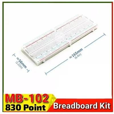 Picture of MB102 Solderless Breadboard 16.5x5.5cm 830 Point  Prototype PCB MB-102 Breadboard Use Project Uno R3 ESP8266 Jumper Wire White