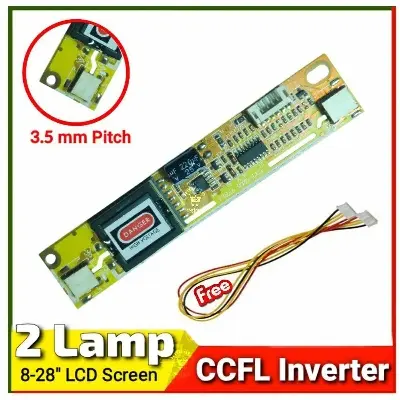 Picture of Universal 2 Lamp Backlight Laptop LCD CCFL Inverter Board 125*25mm For 10-19" Screen 10V-20V For Screen Module DC To AC Board Yellow