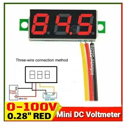 Picture of Mini Digital DC Voltmeter Meter Volt Tester Detector Monitor 2 Wire 3 Bit Red LED tube for DC UPS IPS Battery Tester ATS etc Red