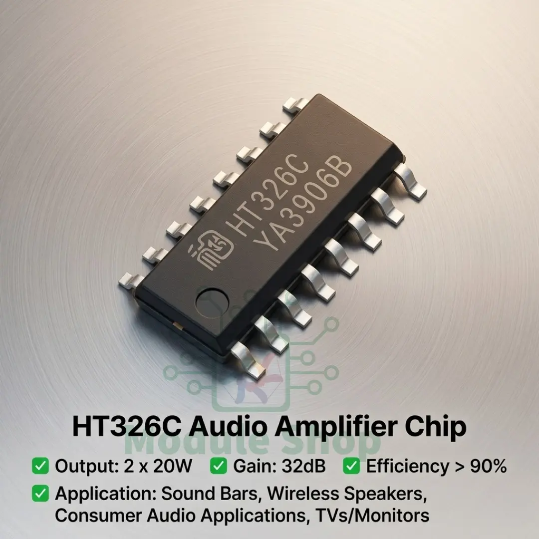 Picture of HT326C ESop-16 HT326 Class D Audio Amplifier Chip 2x20w Stereo 32dB Gain 4.5V to 20V Supply for ・Sound Bars ・Wireless Speakers
・Consumer Audio Applications
・TVs/MonitorsCA-502MT ZK-MT21 ZK-502MT CA-MT21 Silver