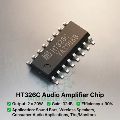 Picture of HT326C ESop-16 HT326 Class D Audio Amplifier Chip 2x20w Stereo 32dB Gain 4.5V to 20V Supply for ・Sound Bars ・Wireless Speakers
・Consumer Audio Applications
・TVs/MonitorsCA-502MT ZK-MT21 ZK-502MT CA-MT21 Silver