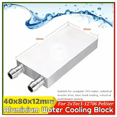 Picture of Aluminum Water Cooling Blocks for PC Laptop CPU GPU Tec1-12706 Tec1-12715 Thermoelectric Cooler Heatsink Cooler Plater 80x40mm Silver