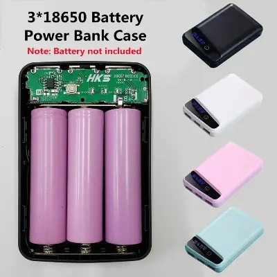 Picture of DIY Battery Charger Box for 3x18650 Power Bank Casing with Circuit 5V 1A 3xUSB Output 1xCharging Port without Battery for Mobile Phone Charging 5V USB LED etc 