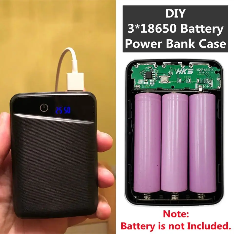 Picture of DIY Battery Charger Box for 3x18650 Power Bank Casing with Circuit 5V 1A 3xUSB Output 1xCharging Port without Battery for Mobile Phone Charging 5V USB LED etc 