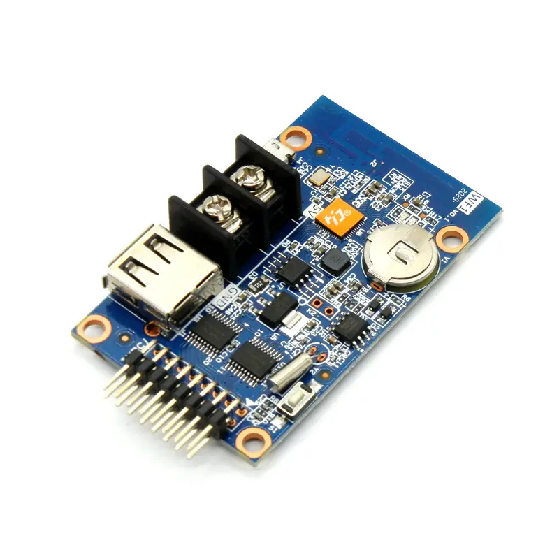 Picture of HD-WF1 WiFi+ USB asynchronous 7 color led control card 40K Point 32x1280 16x1280 pixels for P5 P6 P10 P12 Color 32x32 32x16 display led sign controller with 2x hub75 port using 5V 5A Power Supply Red