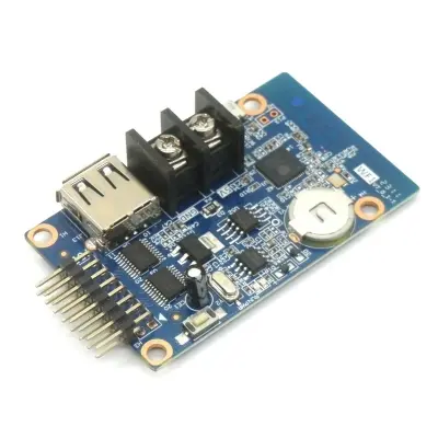Picture of HD-WF1 WiFi+ USB asynchronous 7 color led control card 40K Point 32x1280 16x1280 pixels for P5 P6 P10 P12 Color 32x32 32x16 display led sign controller with 2x hub75 port using 5V 5A Power Supply Red