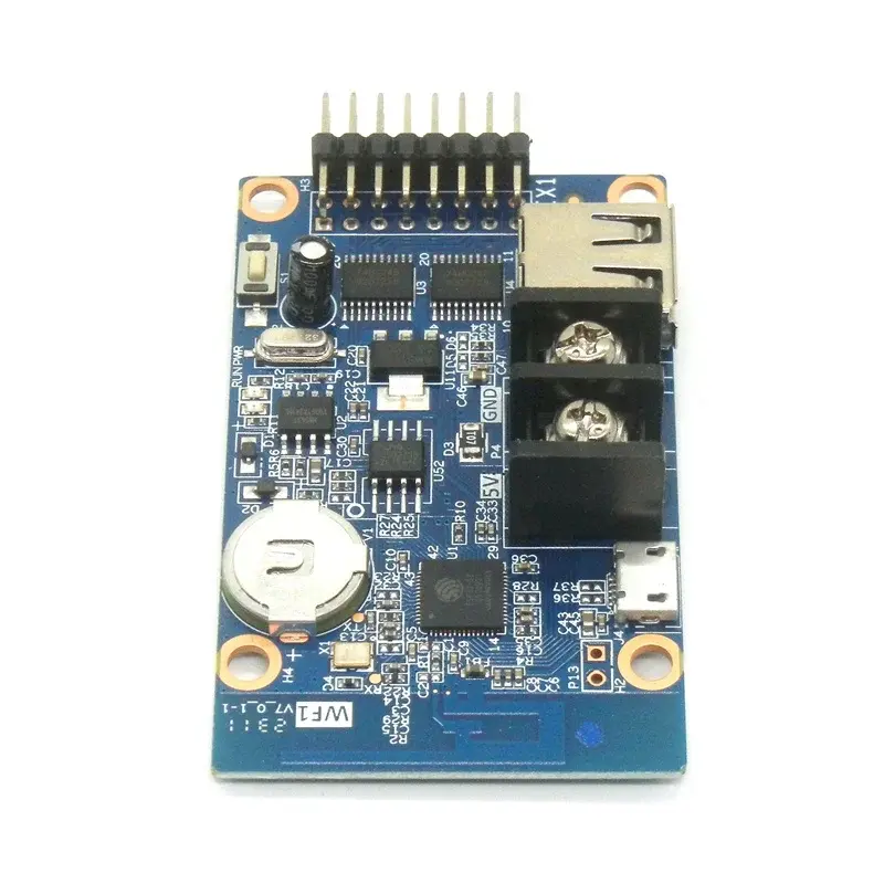 Picture of HD-WF1 WiFi+ USB asynchronous 7 color led control card 40K Point 32x1280 16x1280 pixels for P5 P6 P10 P12 Color 32x32 32x16 display led sign controller with 2x hub75 port using 5V 5A Power Supply Red