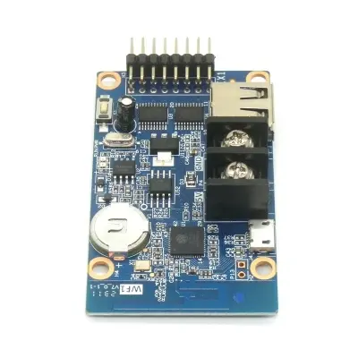 Picture of HD-WF1 WiFi+ USB asynchronous 7 color led control card 40K Point 32x1280 16x1280 pixels for P5 P6 P10 P12 Color 32x32 32x16 display led sign controller with 2x hub75 port using 5V 5A Power Supply Red