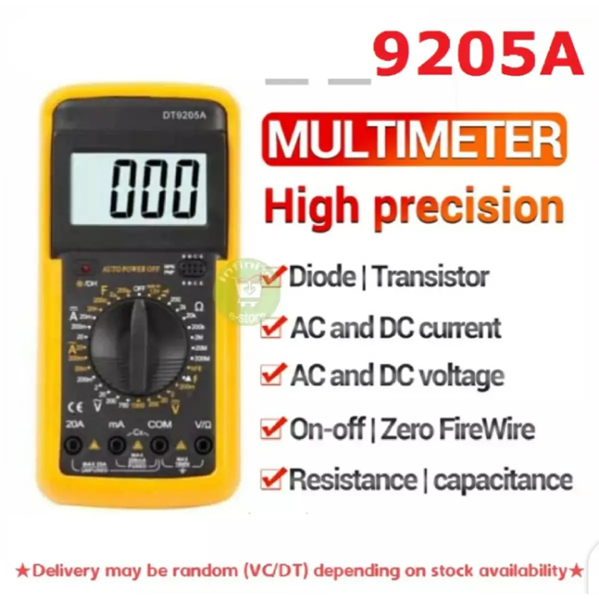 Picture of 9205A Digital Multimeter  Volts Amps Resistors Ohms Transisor Tester VC-9205A
