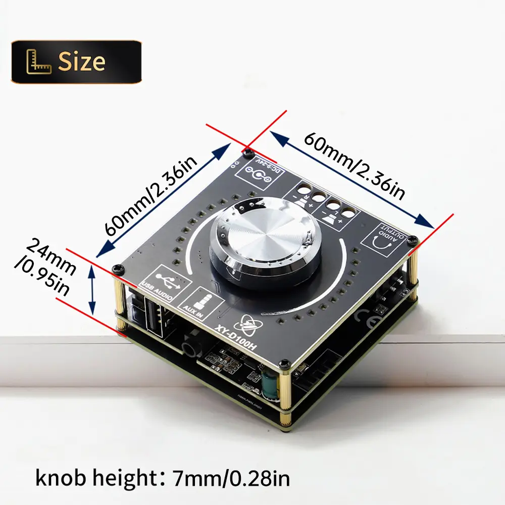 Picture of XY-D100H Hifi Level 100W+100W Stereo Bluetooth Digital Amplifier Board Tpa3116 Module Power Amplifier Board Supports App Similar ZK-MT21 ZK-502L ZK-502MT ZK-TB21 Black