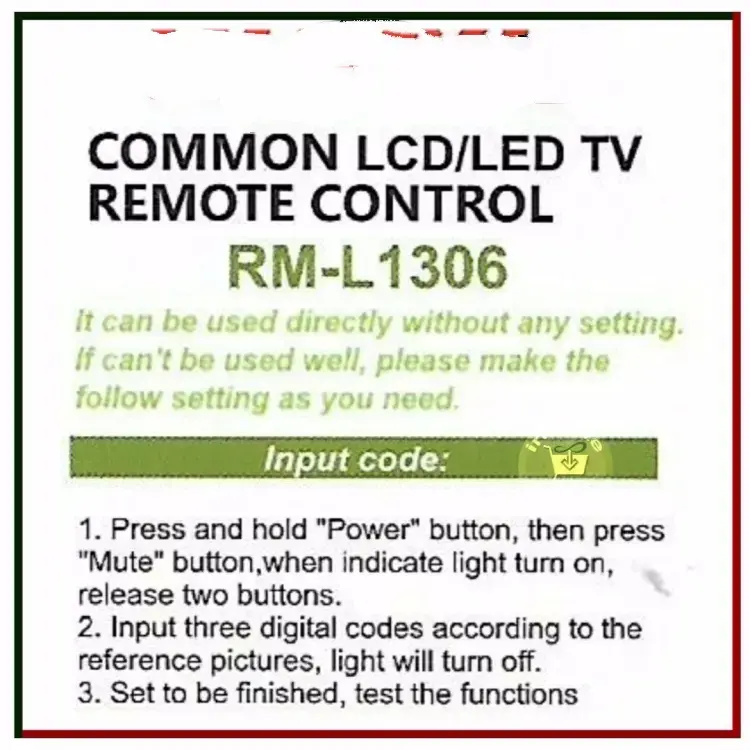 Picture of RM-L1306 All-in-One Universal TV Remote Control Replacement for All China Brand LED LCD Smart TV Black