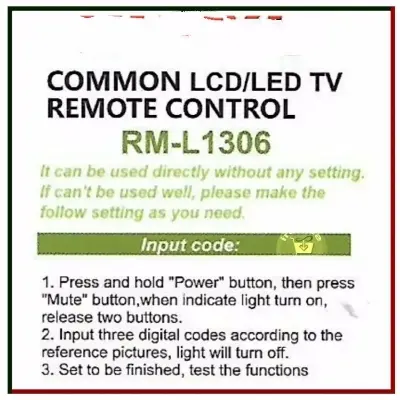 Picture of RM-L1306 All-in-One Universal TV Remote Control Replacement for All China Brand LED LCD Smart TV Black