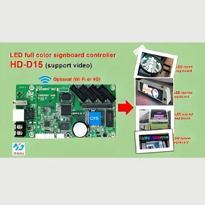 Picture of LED Display Control Card Huidu HD-D15 High performance strip video screen controller 4GB Program Memory 720p Video Play Huidu HD-D15 Attractive Graphic Animation Control range 640x64 support p2 p2.5 P3 P6 rgb full color Green