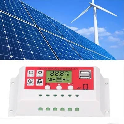 Picture of Solar Charge Controller 12V 24V 10A 20A Dual Usb Function Auto Output Regulator Pv Home Battery Charger Lcd Display Digital Pwm Charge Controller 10A 20A Charging And Output - Multimeter 