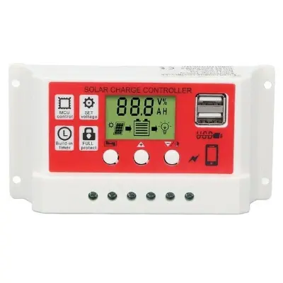 Picture of Solar Charge Controller 12V 24V 10A 20A Dual Usb Function Auto Output Regulator Pv Home Battery Charger Lcd Display Digital Pwm Charge Controller 10A 20A Charging And Output - Multimeter 