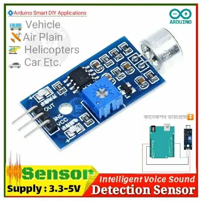 Picture of Voice Sound Detection Sensor Module Intelligent Smart Vehicle Robot Helicopter Airplane Aeroplane Car Blue
