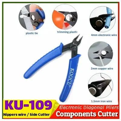 Picture of Electrical Component Wire Cable Cutters Cutting Side Snips Flush Pliers Nipper Anti-slip Rubber Mini Diagonal Pliers Hand Tools Black Blue