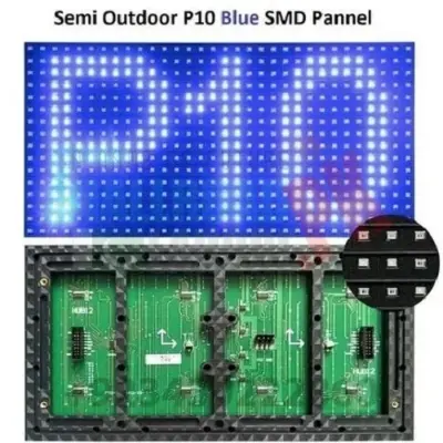 Picture of P10 Outdoor Blue LED module DIP 32*16 Pixel 320*160 mm for Single color LED display Scrolling message led sign 12x6 inch P10 Blue SMD