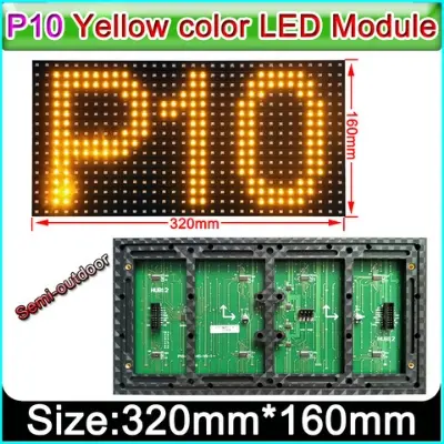Picture of P10 Single Color Red Green Blue Yellow White LED Module smd 32x16 Pixel 320x160 mm Size 12x6 inch for LED Messeges display Scrolling Text led signboard 