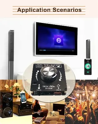 Picture of ZK-502M 50W+50W Mini BT-Compatible 5.0 Power Audio Amplifier Board Stereo Music Amplificad Module Home Theate Black
