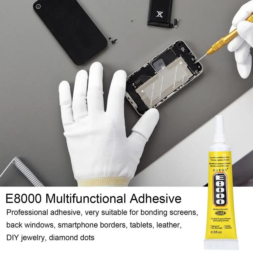 Picture of Stronger Glue E8000 / Super Liquid Glue Black Sealant Adhesive For Phone Touch Screen Frame Repair Diy Jewelry Set Repair Tools Similar E-8000 T-7000 