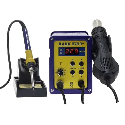Picture of Digital SMD Rework Station with LED Display  878D+ 2 in1 Brushless Heat Gun + Soldering Iron 750W 220V Multifunction Welding Repair Tools Adjustable Heat Air Supply & Temperature 878D+