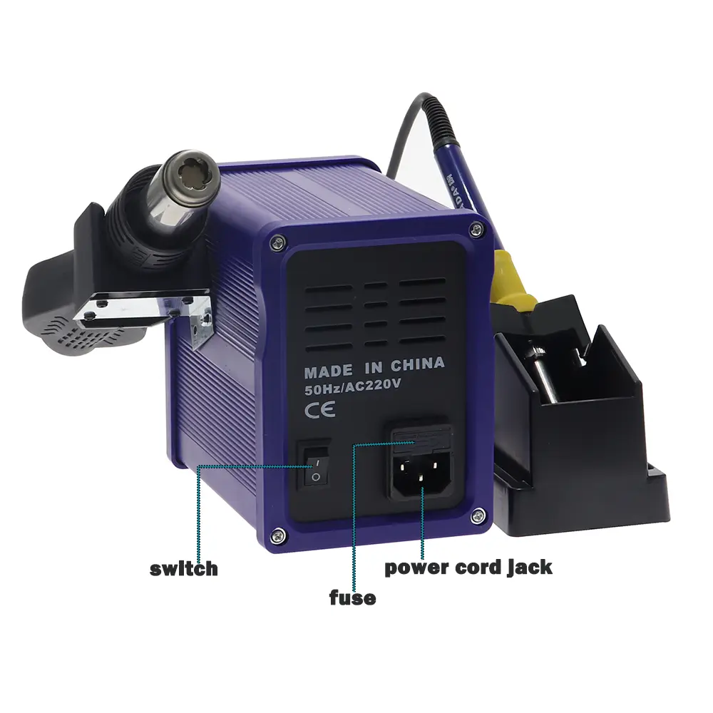 Picture of Digital SMD Rework Station with LED Display  878D+ 2 in1 Brushless Heat Gun + Soldering Iron 750W 220V Multifunction Welding Repair Tools Adjustable Heat Air Supply & Temperature 878D+