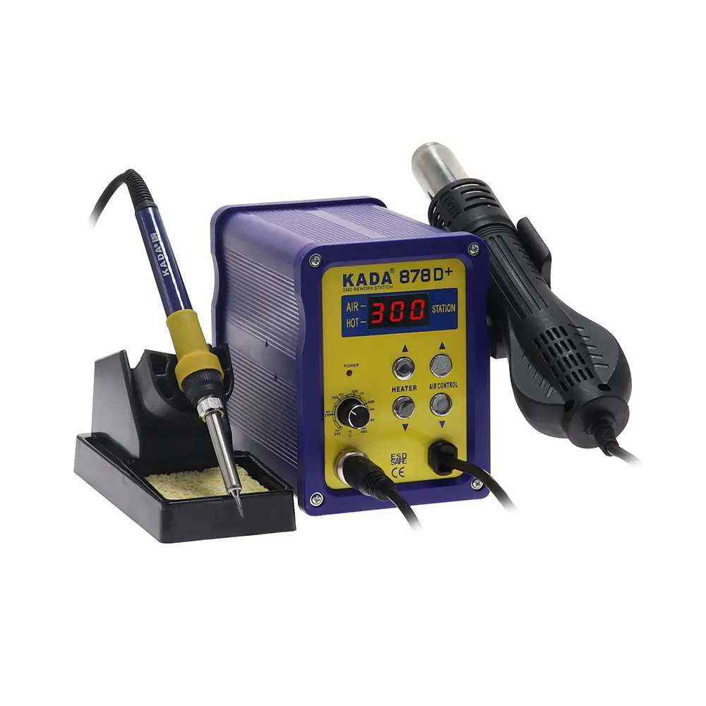 Picture of Digital SMD Rework Station with LED Display  878D+ 2 in1 Brushless Heat Gun + Soldering Iron 750W 220V Multifunction Welding Repair Tools Adjustable Heat Air Supply & Temperature 878D+