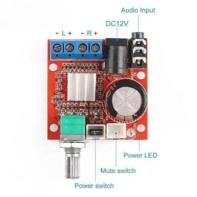 Picture of PAM8610 Digital Power Amplifier dual-channel Volume Control with Heat sink no noise 12V 5-15W Stereo Replace TDA7297 TDA2030 XH-M139 