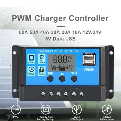 Picture of Solar Charge Controller 12V 24V Solar Panel Lcd Display Digital Pwm Charge Controller 10A Charging And Output - Solar Panel 10A LCD Solar C C