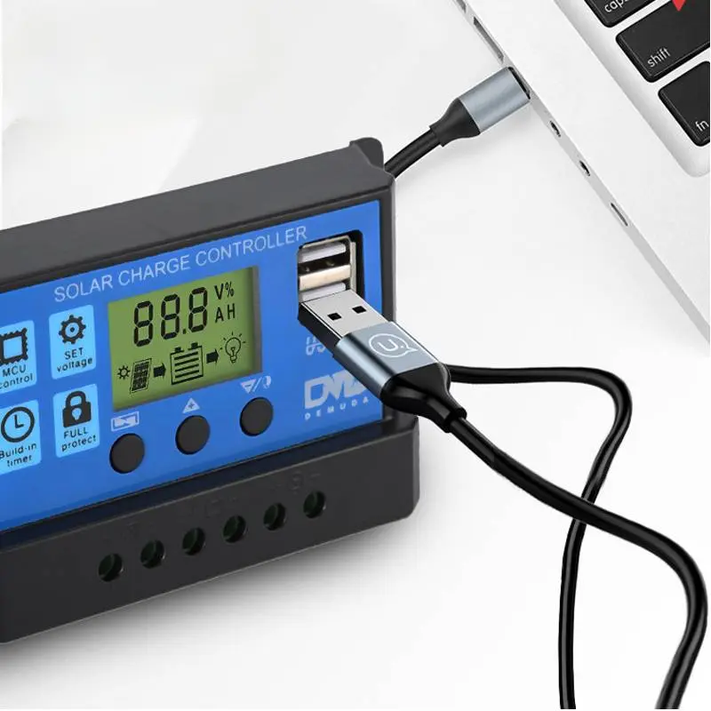 Picture of Solar Charge Controller 12V 24V Solar Panel Lcd Display Digital Pwm Charge Controller 10A Charging And Output - Solar Panel 10A LCD Solar C C