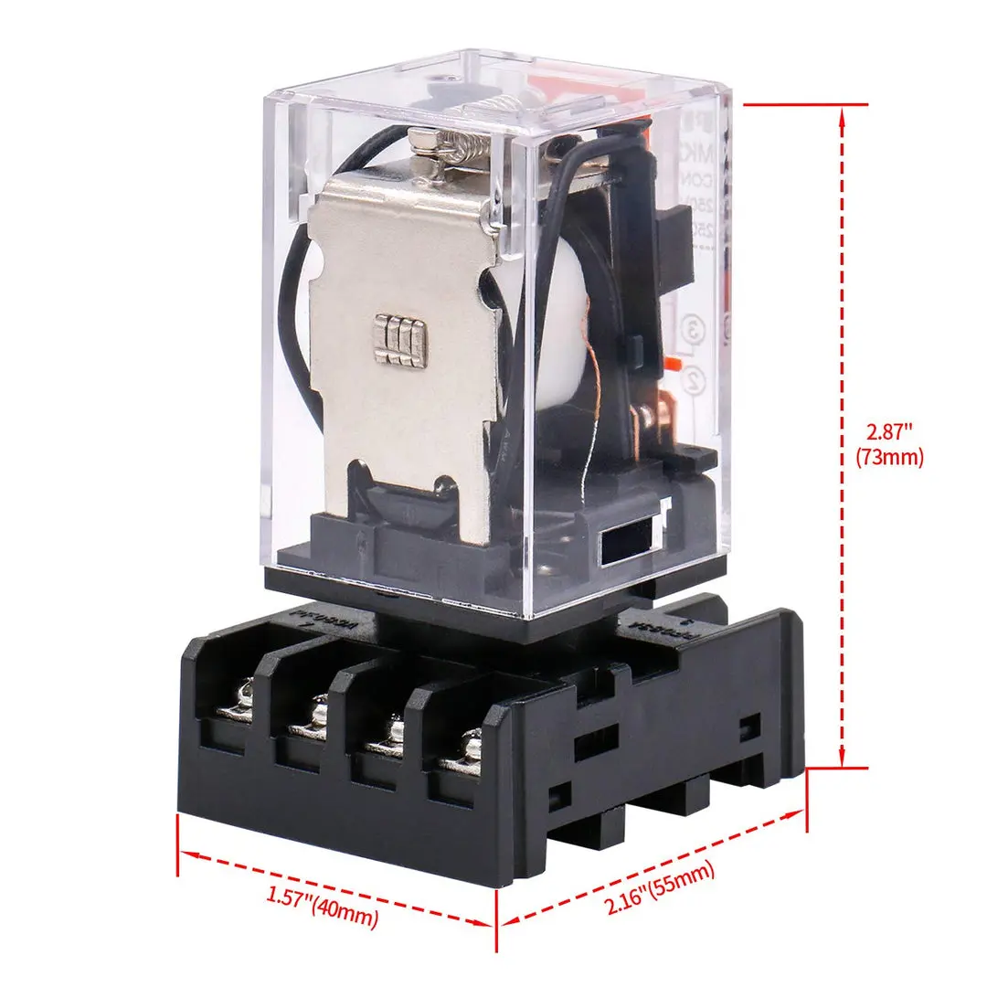 Picture of MK2P-1 10A 250V AC Mini Electromagnetic Relay with 8 Pin Round Base General Purpose Relay Coil Voltage AC 220V 2 pole 8 Pin Round Use for Household and Industrial Replace Finder Relay 