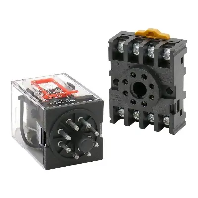 Picture of MK2P-1 10A 250V AC Mini Electromagnetic Relay with 8 Pin Round Base General Purpose Relay Coil Voltage AC 220V 2 pole 8 Pin Round Use for Household and Industrial Replace Finder Relay 