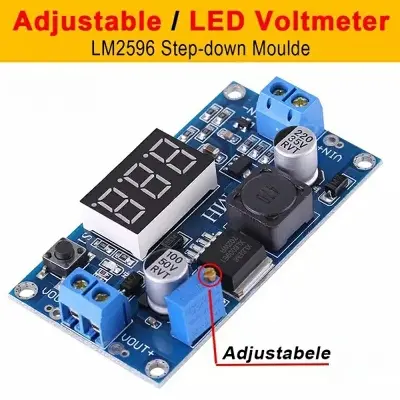 Picture of LM2596 3A Buck Step Down Power Converter LED Digital Voltmeter Display Adjustable Board 3A Short Circuit Protection 